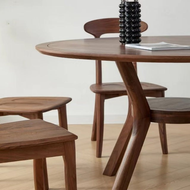 Walnut Solid Wood Dining Table round dining table | wooden dining table | small dining tabl | dining table | dining table set | dining table and chairs | kitchen table | modern dining table | dining table chairs.