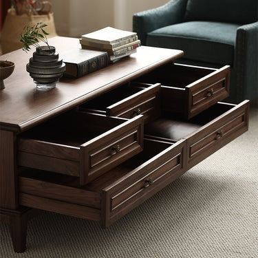 American Style Coffee Table Black Walnut Wood (Antique Luxurious)