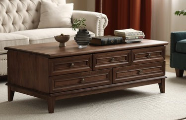 American Style Coffee Table Black Walnut Wood (Antique Luxurious)