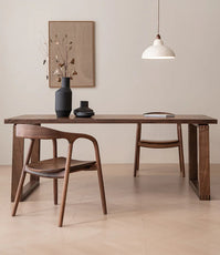 Dark Walnut Wood Dining Table, Solid Wood Walnut Table