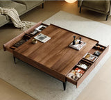 Rosewood Walnut Square Coffee Table | wooden centre table design| coffee table with storage