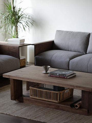 Walnut Japandi Solid Wood Coffee Table