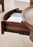 Coffee table with storage | modern tea table design | Solid Walnut Round Coffee Table | living room coffee table