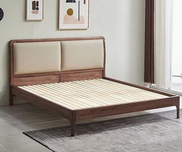 Platform Bed Frame Walnut, Walnut Wood King Size Bed, Walnut Wood Bed