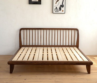 Mid Century Walnut Wood Bed Frame, Mid Century Modern Walnut wood bed