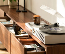 Real Wood Tv Stand Walnut Finish , Real Wood Media Console