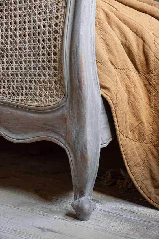 Colonial Reverie Antique Rattan Solid Wood Bed – Rustic White Finish, All Sizes by J.L.HOME DECOR