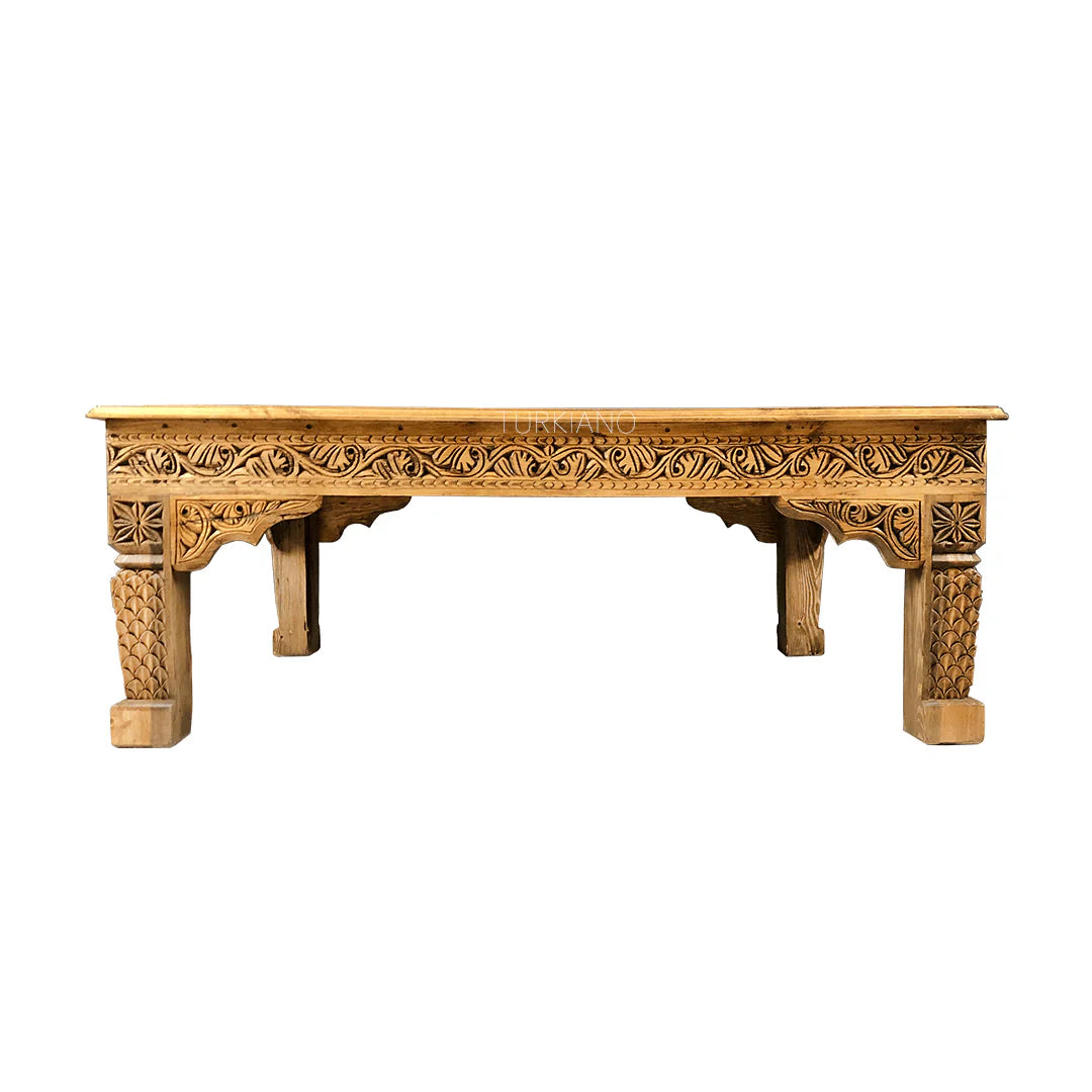 hand carved coffee table, mango wood coffee table, antique coffee table, vintage coffee table, light brown table, carved wood table, rectangular coffee table, indian furniture, living room table, statement coffee table, handmade coffee table, artisan made table, premium wood table, quality furniture, durable table, sturdy table, timeless table, elegant table, ornate table, unique table, sculptural table, focal piece table, handcrafted in india, sustainable mango wood, antique vintage finish, light brown fin