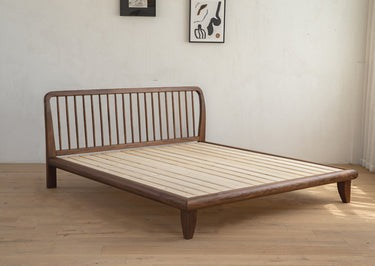 Mid Century Walnut Wood Bed Frame, Mid Century Modern Walnut wood bed