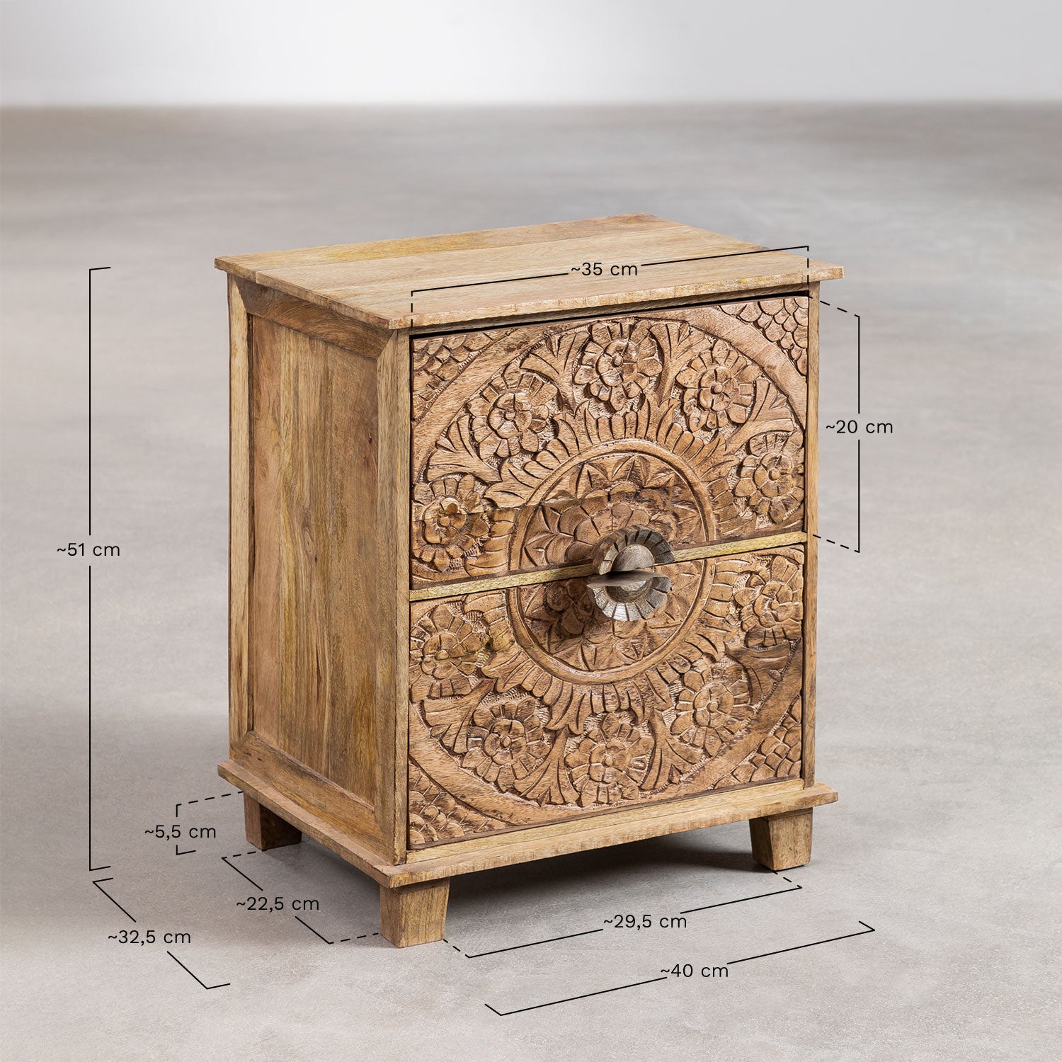 Stylish Functional Mango Wood Bedside Table