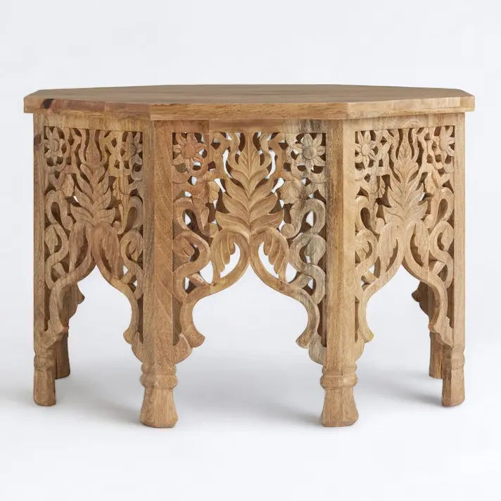 Unique Coffee Tables/hand carved coffee table/Natural Hand Carved Wood Floral Coffee Table coffee table  artisan coffee table jlhomedecor2021.myshopify.com
