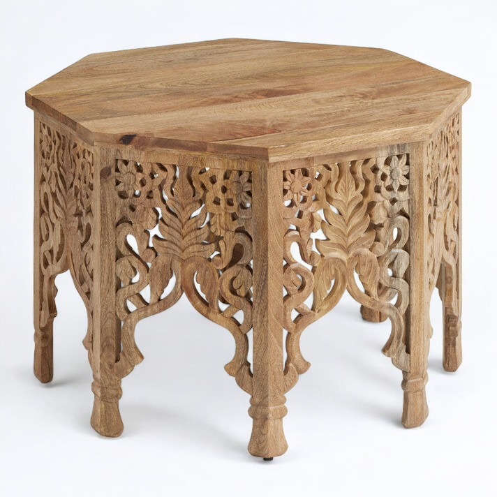 Unique Coffee Tables/hand carved coffee table/Natural Hand Carved Wood Floral Coffee Table