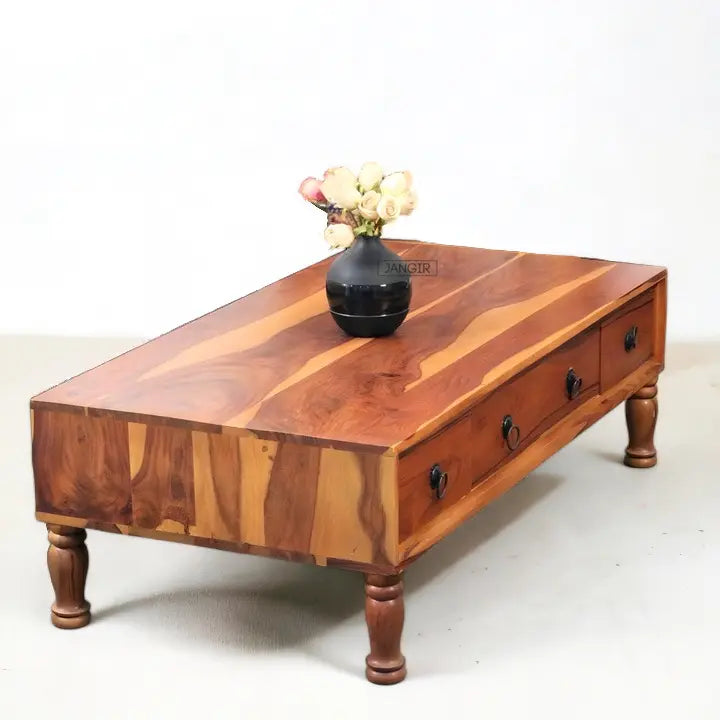 storage coffee tables/mid century modern coffee table/Coffee Table 4drawer Solid Wood coffee table  4 drawers jlhomedecor2021.myshopify.com