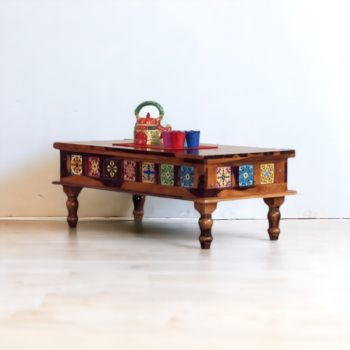 mid century coffee table/center table for living room/Coffee Table Rajasthani art Solid  Wood