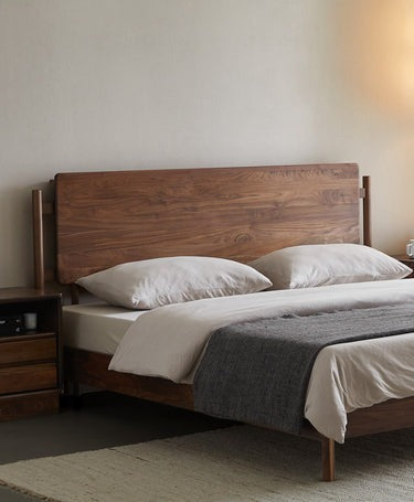 King Walnut Wood Bed, Walnut Bed Frame With Headboard