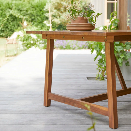 Solid acacia garden set with 4 chairs