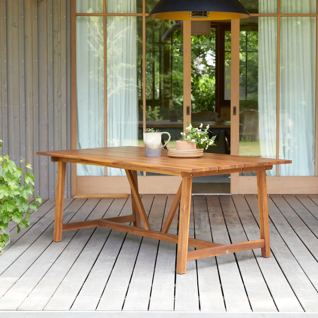 Solid acacia garden set with 4 chairs