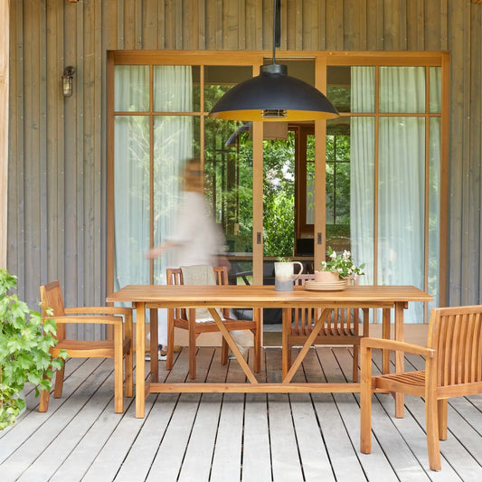 Solid acacia garden set with 4 chairs