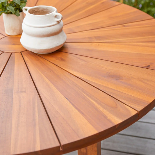 Solid acacia garden set with 4 chairs