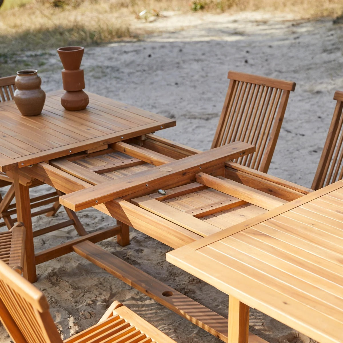 Solid acacia rectangular Garden Furniture Set