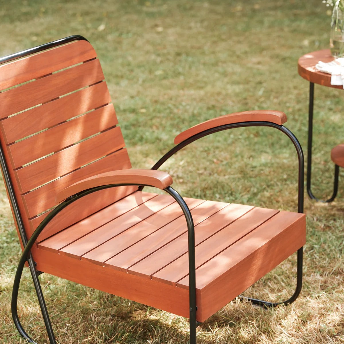 Solid acacia garden armchair