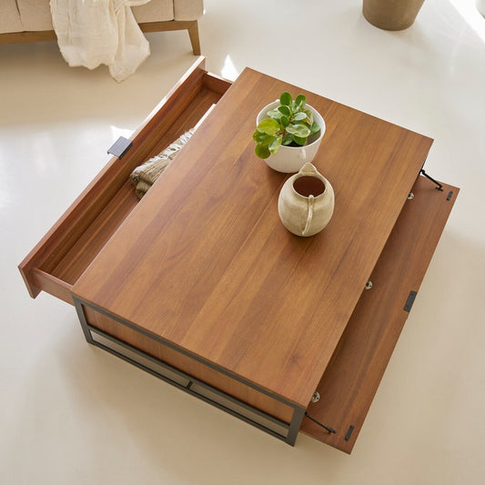 coffee table designs |modern coffee table | Solid acacia coffee table with storage