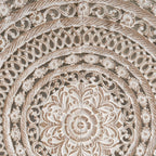 Ivory Bloom Mandala Carved Wood Wall Art Panel