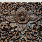 Hand-Carved Mango Wood Headboard & Wall Art Panel - Walnut Finish (122x2.5x70 cm)