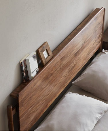 King Walnut Wood Bed, Walnut Bed Frame With Headboard