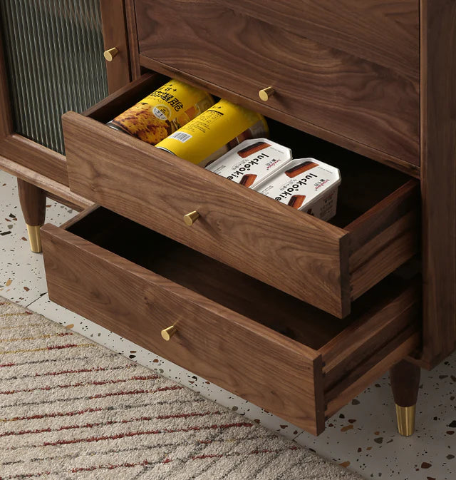 Solid Walnut Cabinet For Three Size Option, Wood Walnut Cabinet, Walnut Kitchen Cupboard (Antique Luxurious)