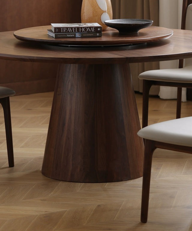 Modern dining table with minimalist design and clean lines.
