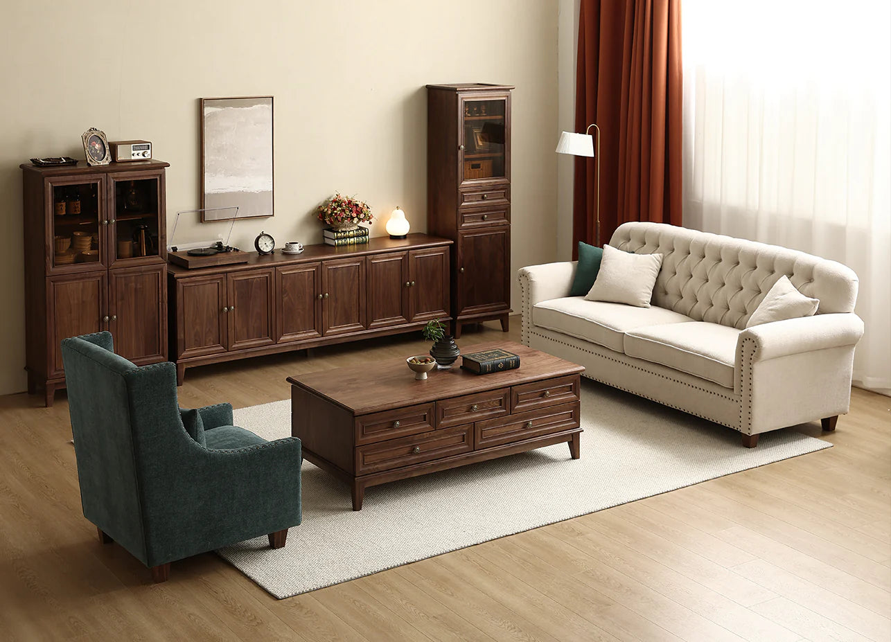 American Style Coffee Table Black Walnut Wood (Antique Luxurious)