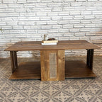 mango wood table, cane coffee table, rattan coffee table, rectangular table, walnut finish table, storage coffee table, woven cane table, coastal table, mid century table, bohemian table, living room table, statement coffee table, handmade coffee table, artisan made table, premium wood table, quality furniture, durable table, sturdy table, timeless table, elegant table, unique table, sculptural table, focal piece table, handcrafted in india, sustainable mango wood, natural wood grain, walnut brown finish, w