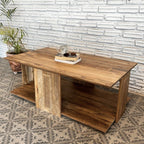 mango wood table, cane coffee table, rattan coffee table, rectangular table, walnut finish table, storage coffee table, woven cane table, coastal table, mid century table, bohemian table, living room table, statement coffee table, handmade coffee table, artisan made table, premium wood table, quality furniture, durable table, sturdy table, timeless table, elegant table, unique table, sculptural table, focal piece table, handcrafted in india, sustainable mango wood, natural wood grain, walnut brown finish, w