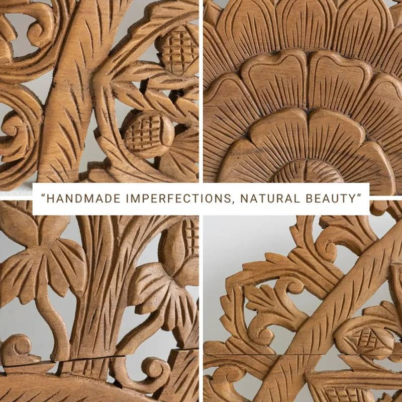 Round Mango Wood Wall Art | Light Walnut Finish | 180x90cm