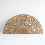 Round Mango Wood Wall Art | Light Walnut Finish | 180x90cm