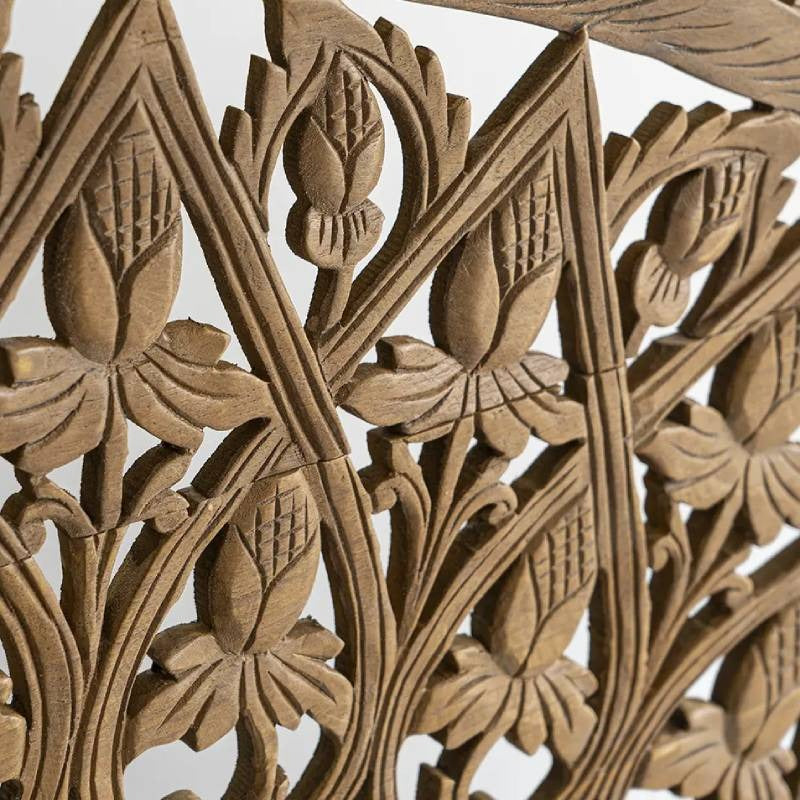 Round Mango Wood Wall Art | Light Walnut Finish | 180x90cm