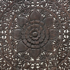 Eternal Blossom – Handcarved Round Wood Wall Panel in Natural Finish