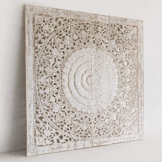 Handcrafted Wooden Headboards & Wall Panels - Mandala & Lotus Carvings for Bedroom Decor