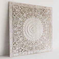 Handcrafted Wooden Headboards & Wall Panels - Mandala & Lotus Carvings for Bedroom Decor