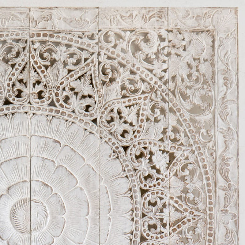 Handcrafted Wooden Headboards & Wall Panels - Mandala & Lotus Carvings for Bedroom Decor