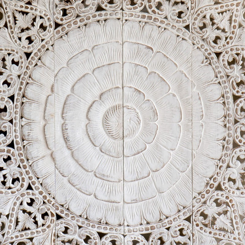 Handcrafted Wooden Headboards & Wall Panels - Mandala & Lotus Carvings for Bedroom Decor