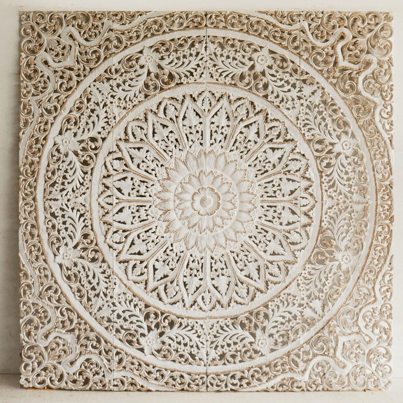 Whitewashed Square Wood Panel - Distressed Wall Art