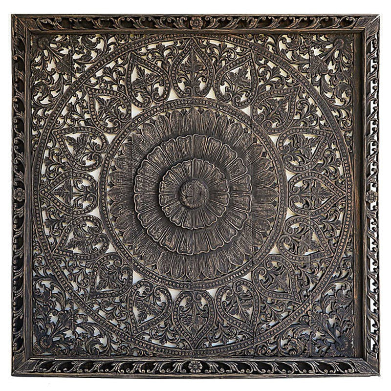 "183cm square black distressed wood wall panel creating dramatic focal wall"

