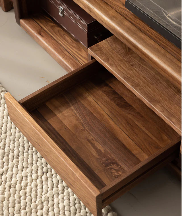 Contemporary Solid Walnut Wood Tv Stand