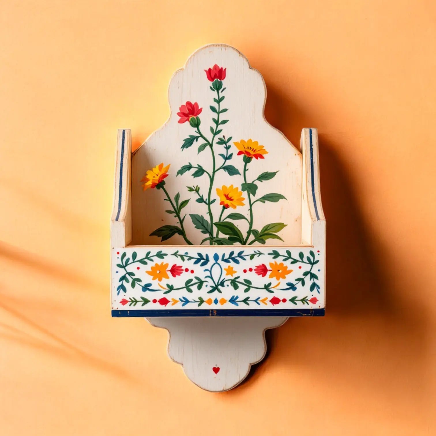Handpainted wall mounted planters outdoor  wall hanging plant pots 40x30 Cms Planter  balcony wall decor​ handmade wall decor​ jlhomedecor2021.myshopify.com