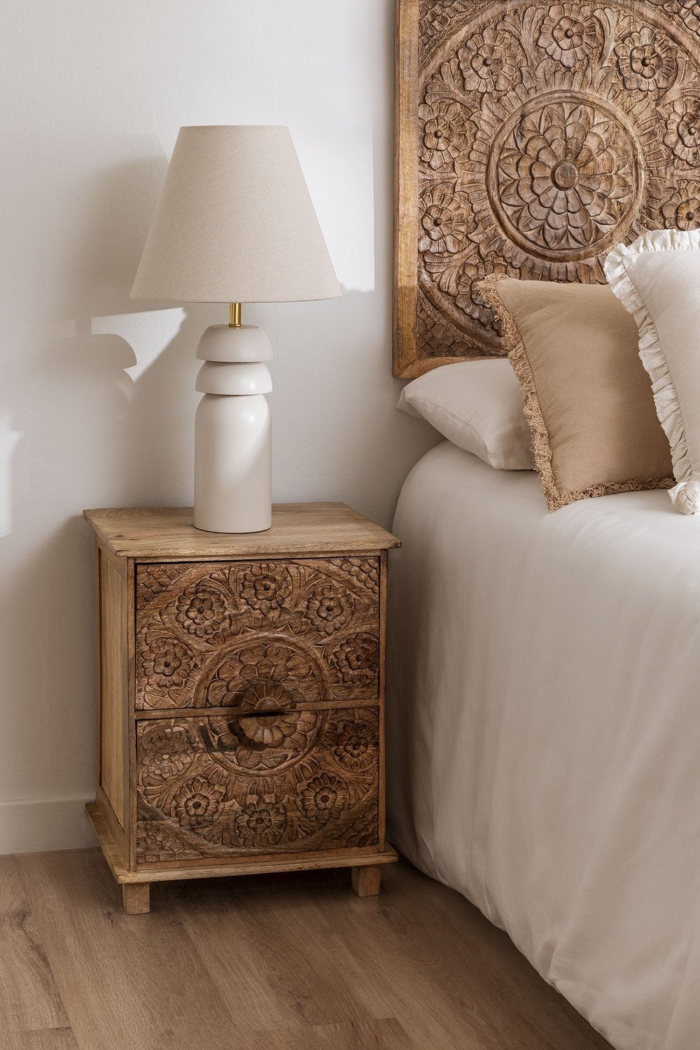 Stylish Functional Mango Wood Bedside Table