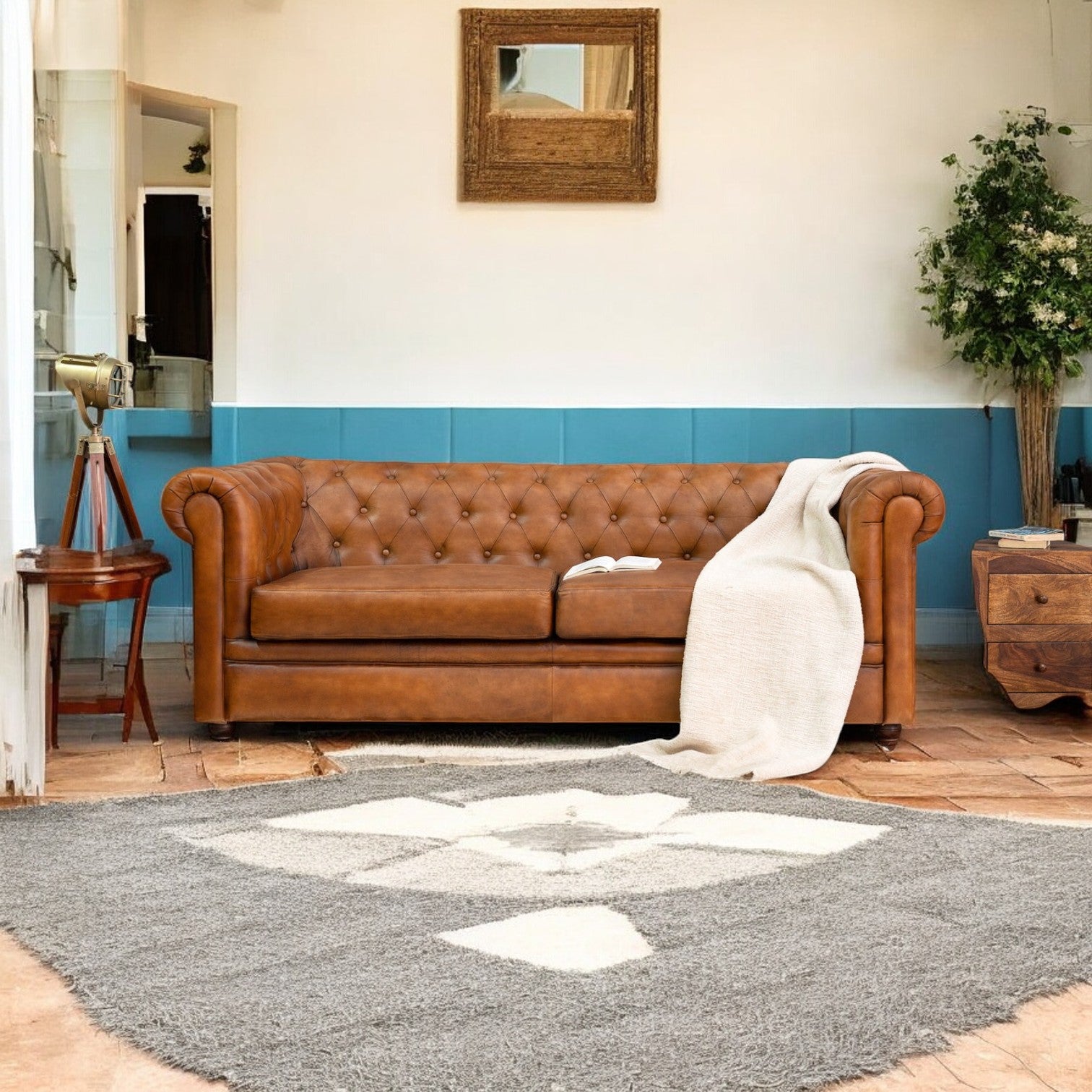 Premium leather sofa set for a coordinated living room look.
