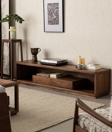 Contemporary Solid Walnut Wood Tv Stand