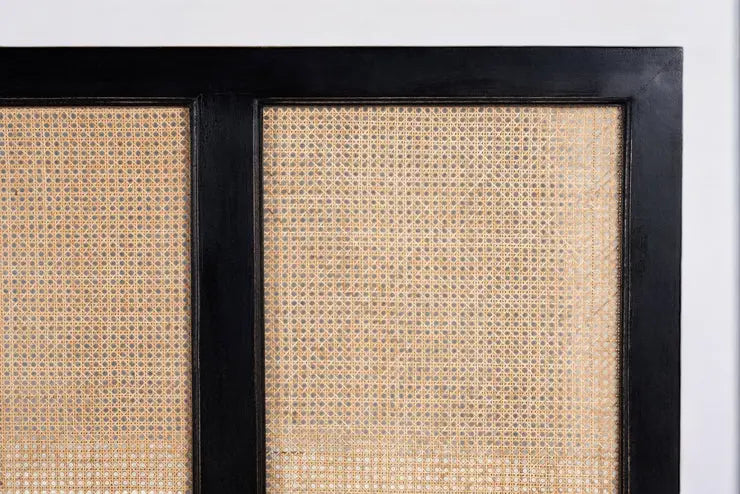 Noir Cane Bed | Handcrafted Black Mango Wood Bed with Three Cane Panels | King Size | Living Furn India Bed  Bed Frame jlhomedecor2021.myshopify.com